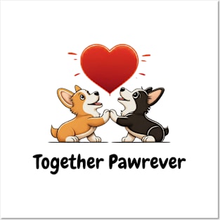 Together Pawrever - Cute Pet Pun Design Posters and Art